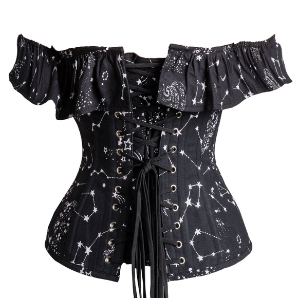Black Astrology Print Sleeved Corset Top from Corset Study, UK size 18 (US 14) - Picture 11 of 12